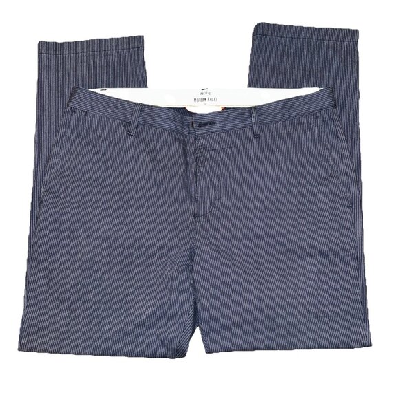 Dockers Pacific Collection Men's Modern Khaki Striped Blue Dress Pants 36X30 - Picture 3 of 7